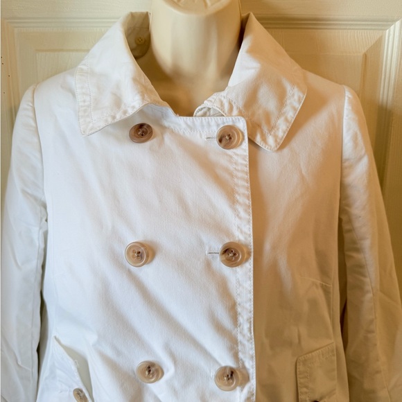 J.Crew White Pea Coat Jacket Womens Size 6 Cropped Cotton EUC Y2K Chic - Picture 3 of 5